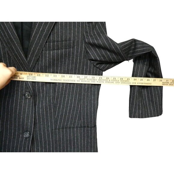 Land's End Wool Cashmere Blazer Jacket Pin Stripe Grey Pink Sz 10 Tall - Picture 8 of 10